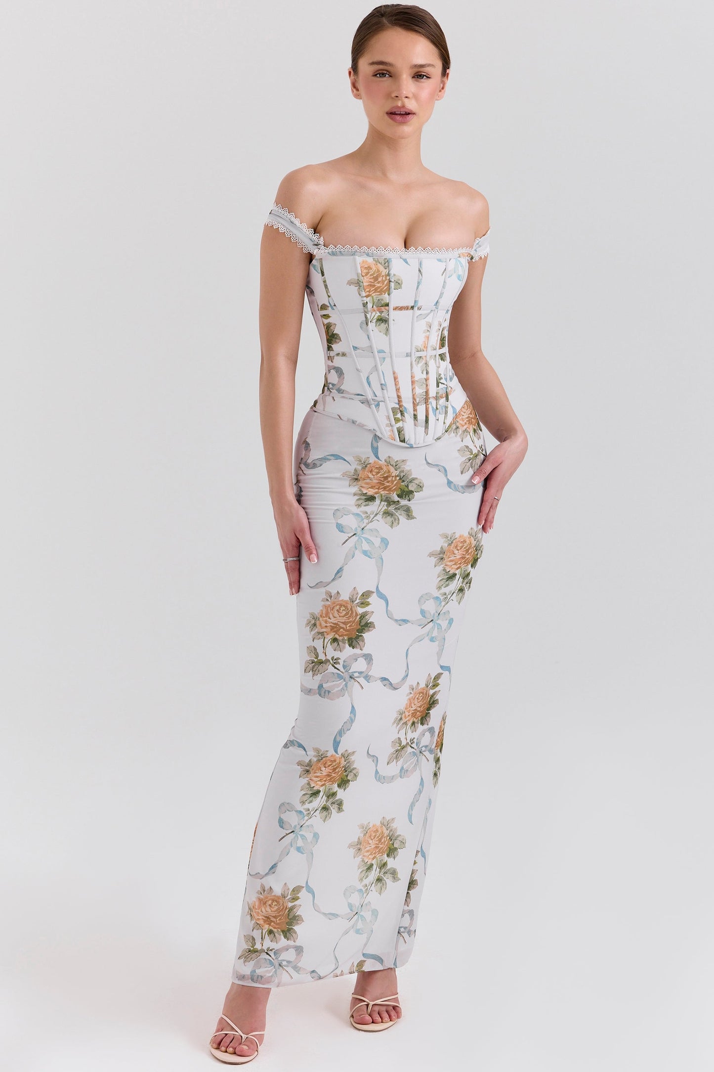 ARIELLE  | Maxi-jurk met Vintageprint en Korset
