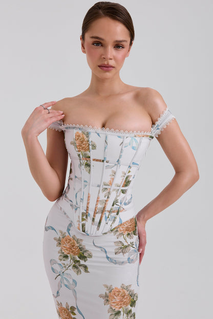 ARIELLE  | Maxi-jurk met Vintageprint en Korset