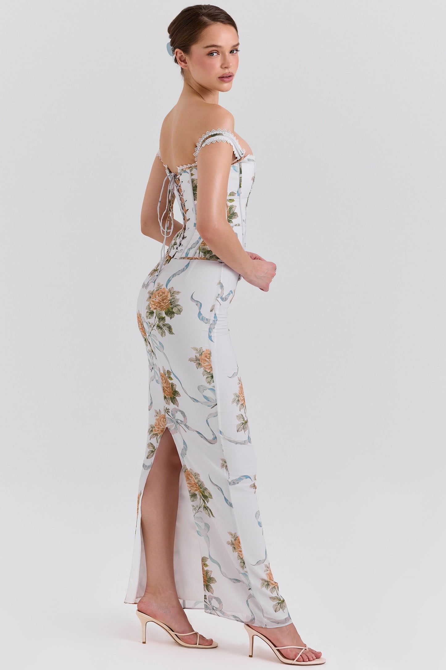ARIELLE  | Maxi-jurk met Vintageprint en Korset