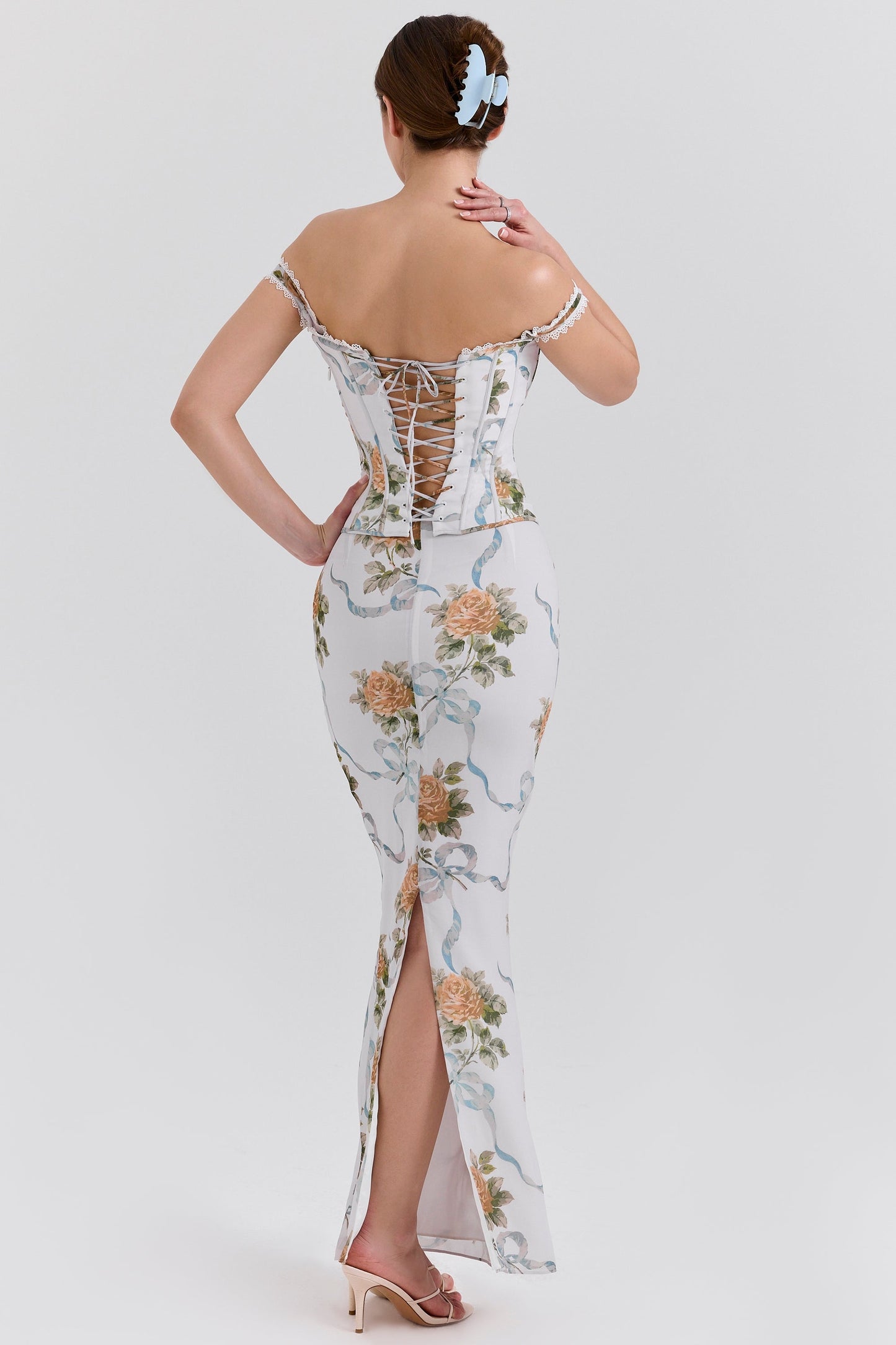 ARIELLE  | Maxi-jurk met Vintageprint en Korset