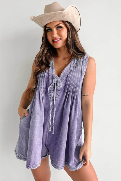 VIVEA | Luchtige Denim Romper met Striksluiting