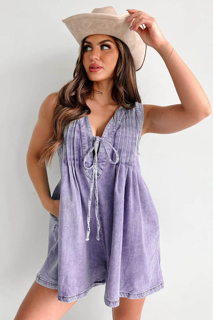VIVEA | Luchtige Denim Romper met Striksluiting